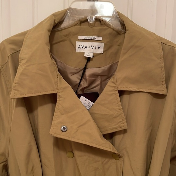AVA & VIV WOMENS 3X WATER RESISTANT TRENCH COAT. POCKETS BELT COLLAR STYLISH NWT - Picture 8 of 14